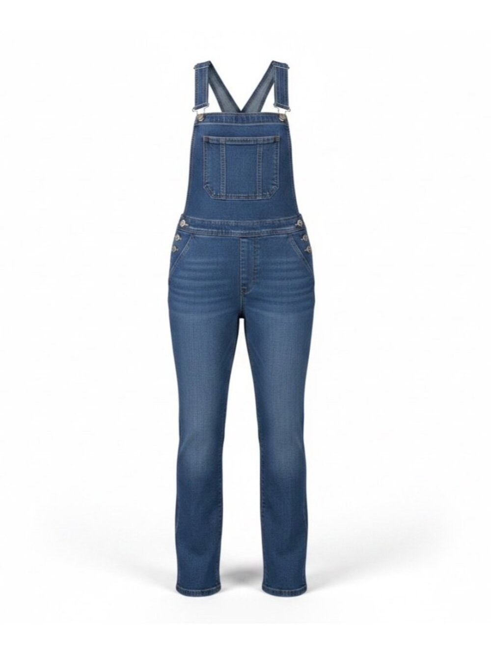 Edikted Womens Blue Denim Straight-Leg Overalls With Adjustable Straps Size M